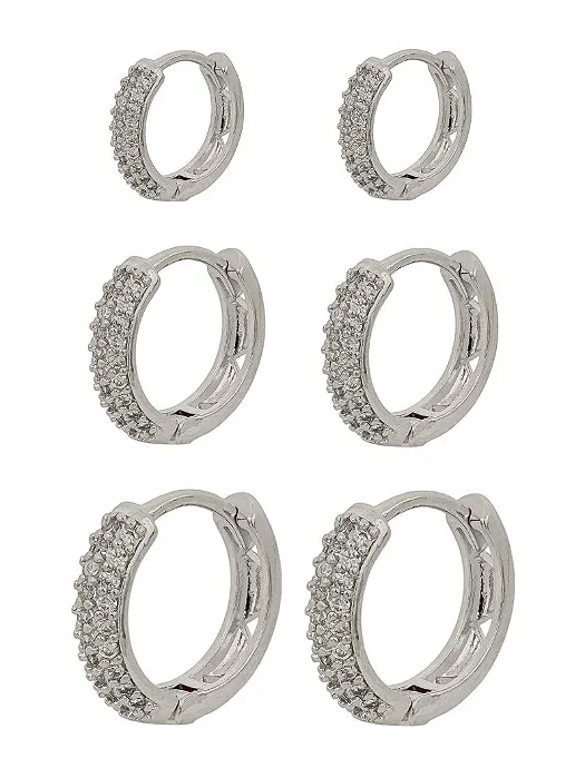 Trio de Brinco Argola Cravejada