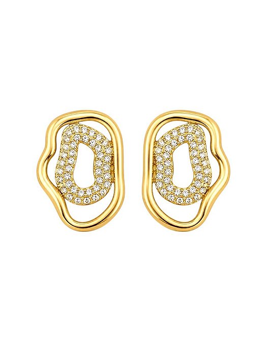 Brinco Organico Martelado Com Micro Zirconia