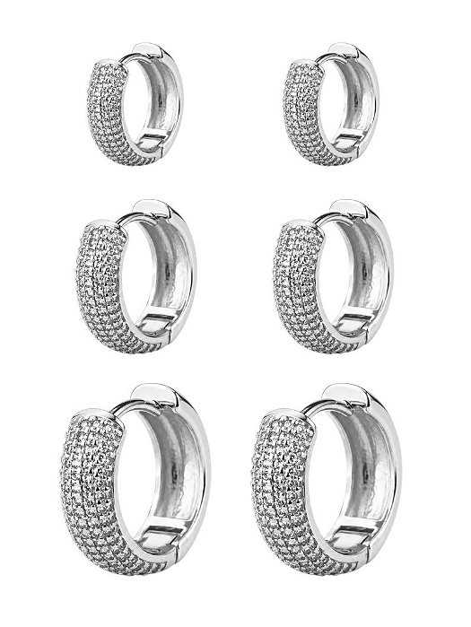 Trio de Brinco Argola Cravejada