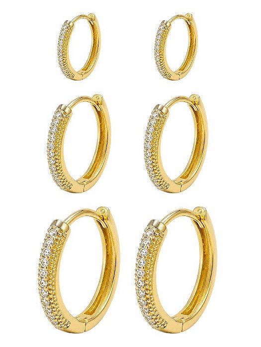 Trio de Brinco Argola Cravejada