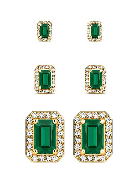 TRIO CRAVEJADO QUADRADO VERDE