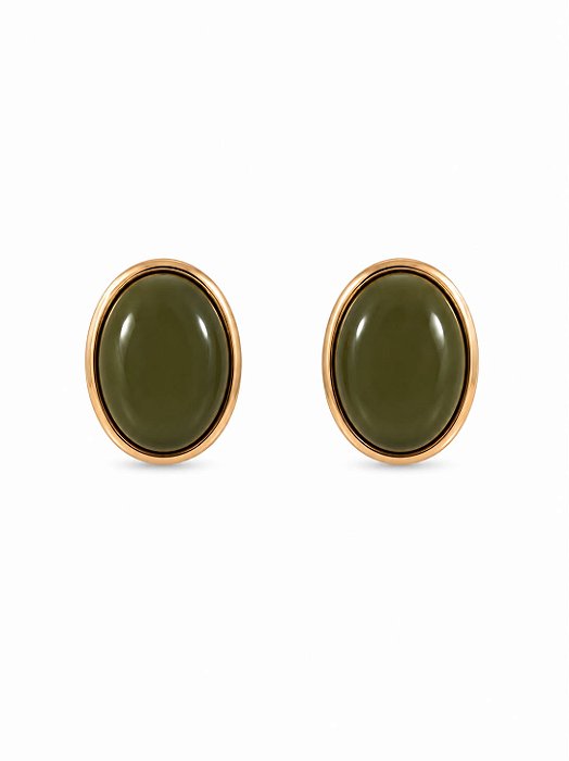 brinco oval verde oliva