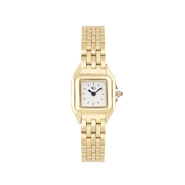 Relógio Quadrado Dourado Feminino Boxy Gold