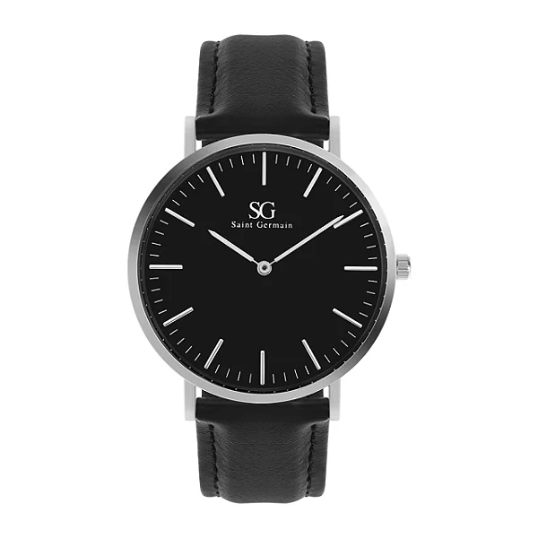 Relogio Masculino Preto Pulseira De Couro Murray Black Hill 40mm