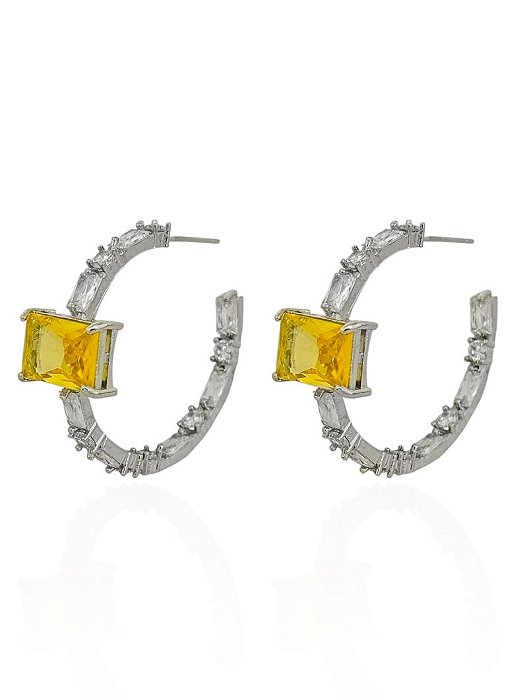 ARGOLA COM PEDRA AMARELA CRAVEJADA
