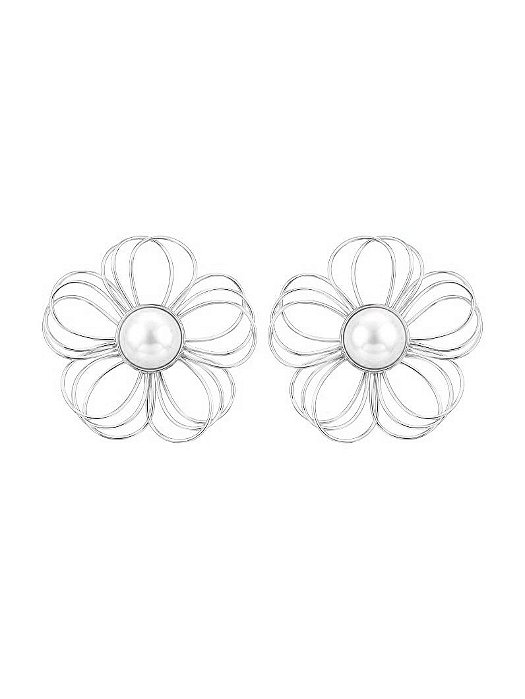 BRINCO FLOR VAZADA COM PEROLA