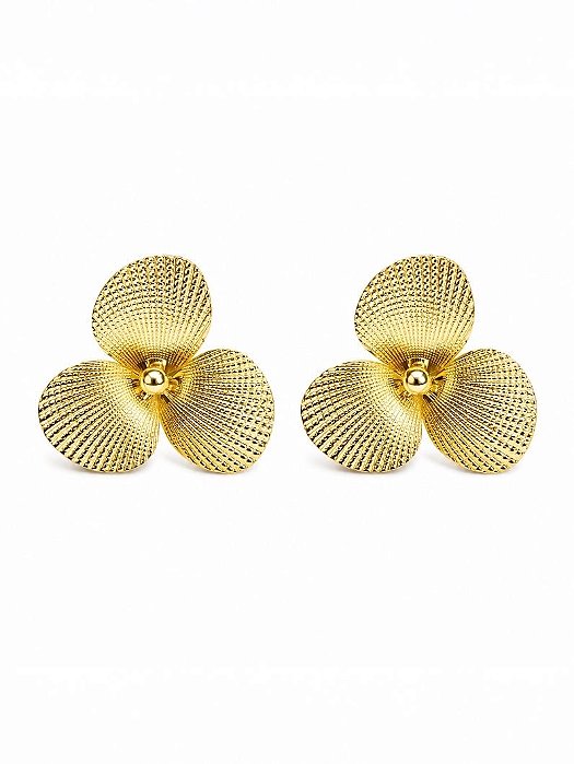 BRINCO PETALAS DE FLOR TEXTURIZADA