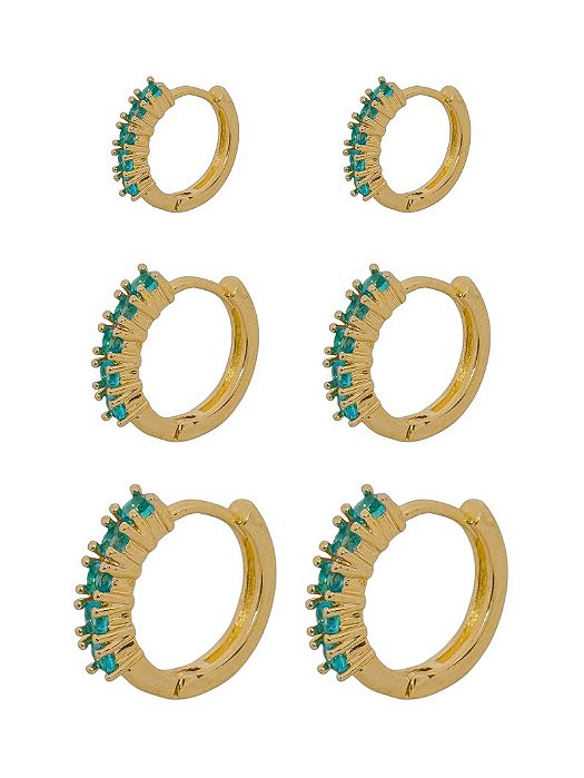 TRIO DE ARGOLA AZUL GOLD