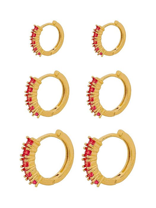 TRIO DE ARGOLA ROSA GOLD