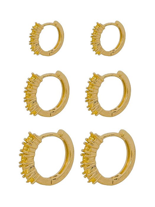 TRIO DE ARGOLA AMARELO GOLD