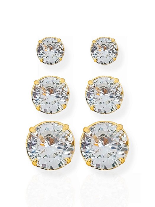 TRIO DE BRINCO OVAL PONTO DE LUZ