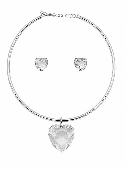 CONJUNTO ARO E BRICO CORAÇÃO CRISTAL