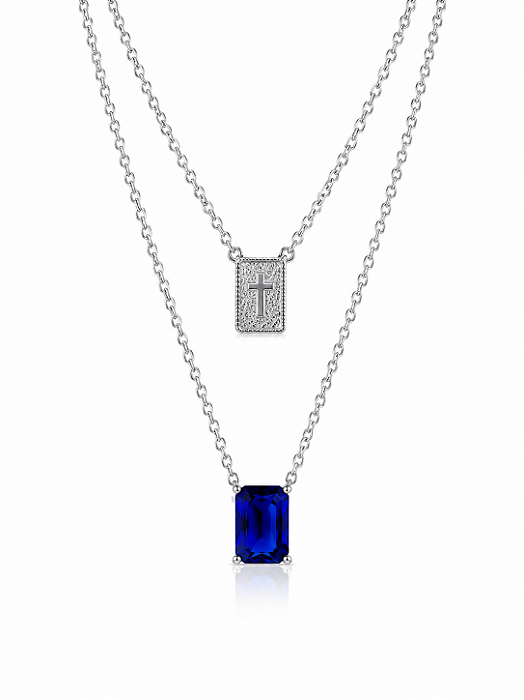 ESCAPULARIO CRUZ E CRISTAL AZUL