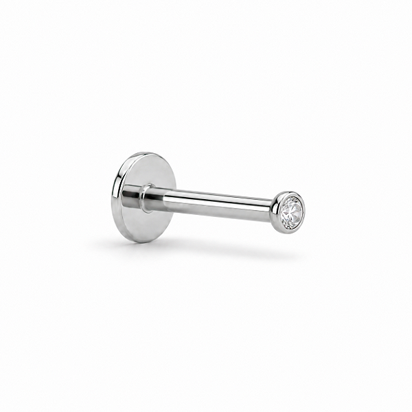 PIERCING DE TITANIO CRAVAÇÃO INGLESA PEDRA MEDIA