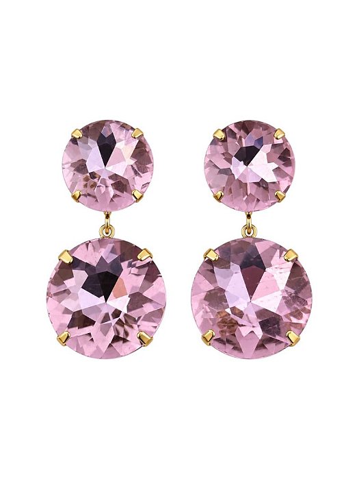 Brinco ponto de luz duplo gold rosa