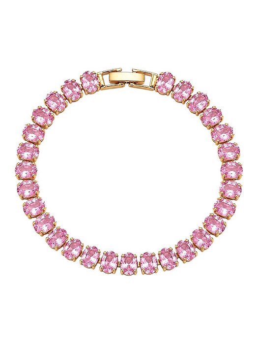 Pulseira riviera ovais cristal rosa