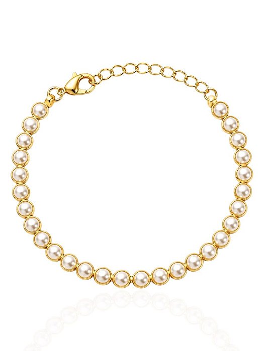 Pulseira perolas modernas gold