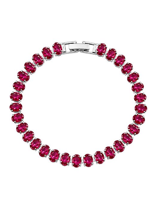Pulseira riviera ovais cristal rosa