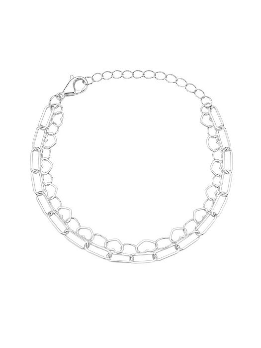 Pulseira dupla com elos e coração