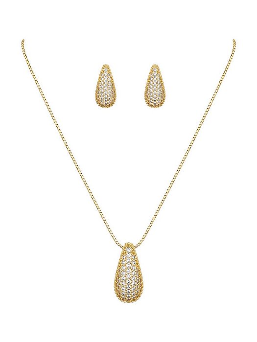 Conjunto gota cravejada gold