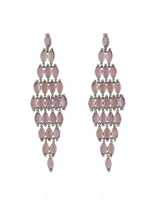 Brinco festa zirconia rose