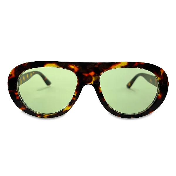 Óculos de Sol Aviador Basel Tortoise com Lente Verde