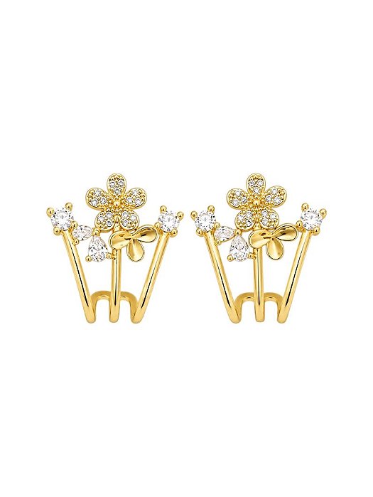 Brincos Flores Cravejadas Gold