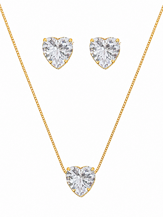 CONJUNTO GOTA CORAÇÃO CRISTAL