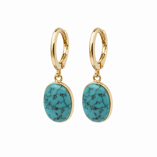 ARGOLA OVAL TURQUESA GOLD