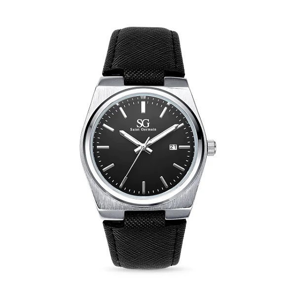 Relógio Masculino Hudson Date Caixa Prata com Pulseira Preta