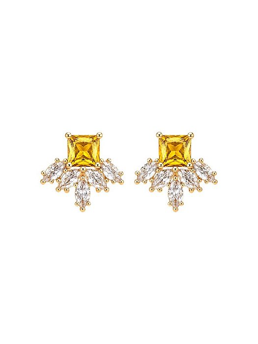 Brinco Formas de Cristal b Ouro - Amarelo
