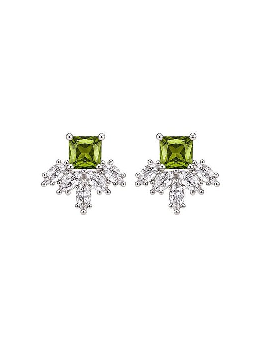 Brinco Formas de Cristal b Prata - Verde
