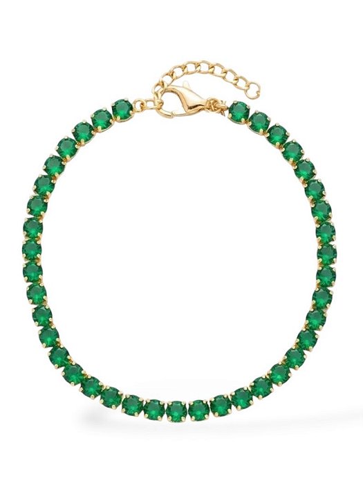 PULSEIRA CRISTAIS COLORIDO- VERDE ESMERALDA