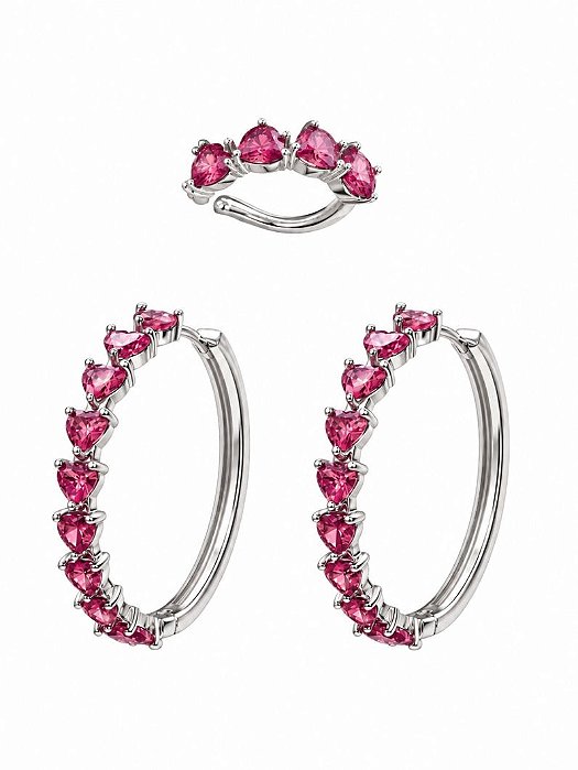 KIT ARGOLA COM PIERCING- ROSA