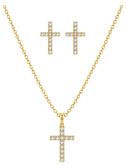 CONJUNTO CRUZ CRAVEJADA GOLD