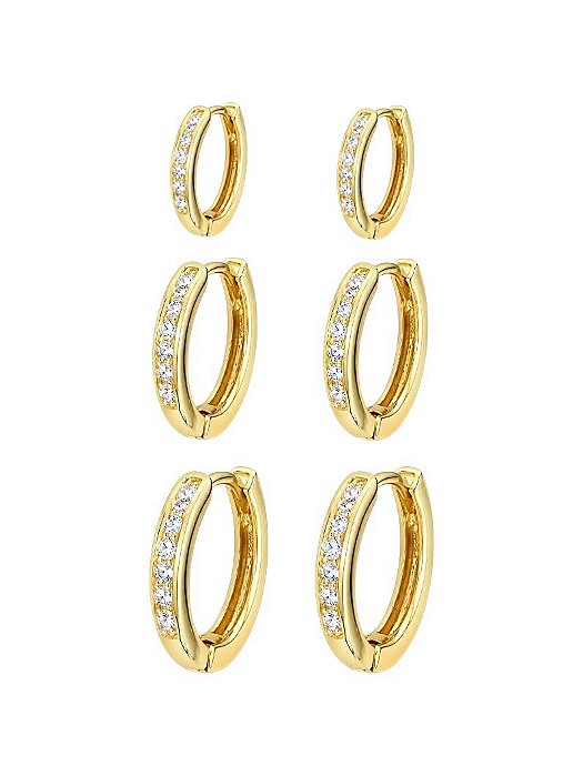 TRIO DE ARGOLA COM ZIRCONIA GOLD