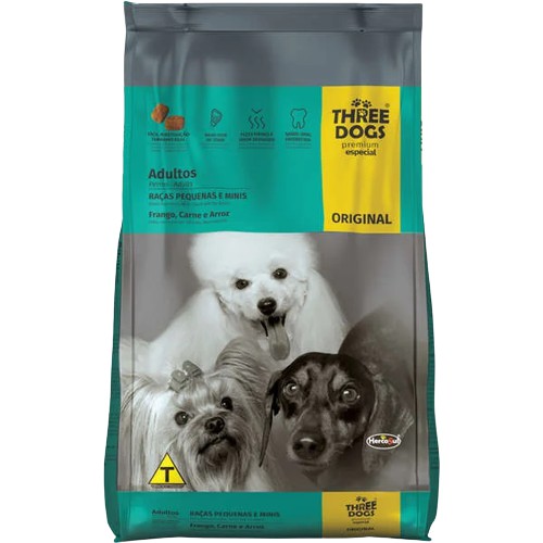 Ração Three Dogs Original para Cães Adultos Raças Pequenas e Mini