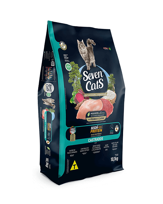 Seven Cats Gatos Castrados Frango e Carne