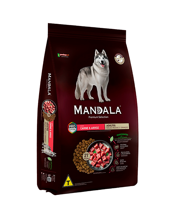 Ração Mandala para Cães Adultos Sabor Carne e Arroz