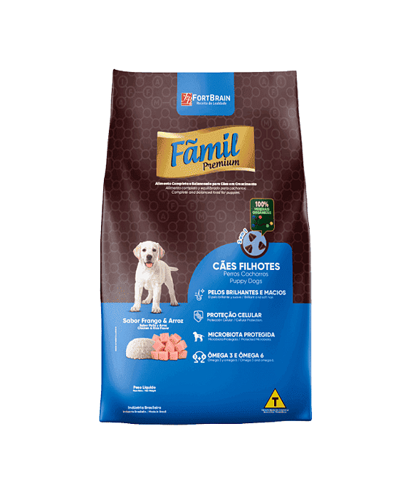 Ração Famil para cães Filhotes Frango e Arroz 10,1kg