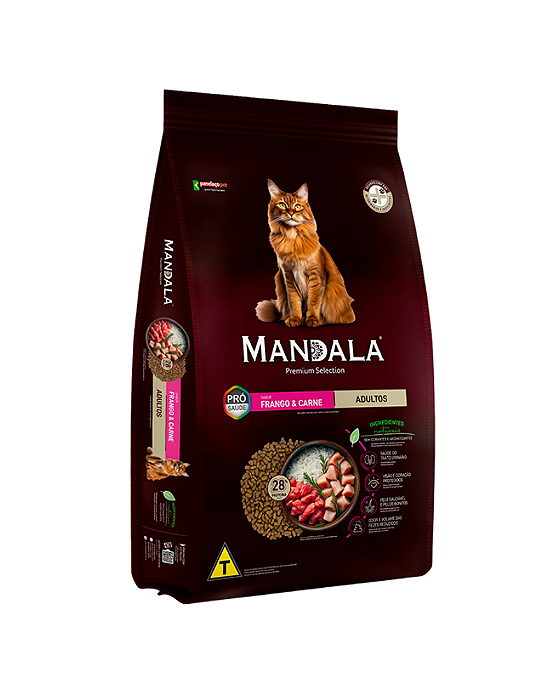 Ração Mandala para Gatos Adultos Sabor Frango e Carne 10,1kg