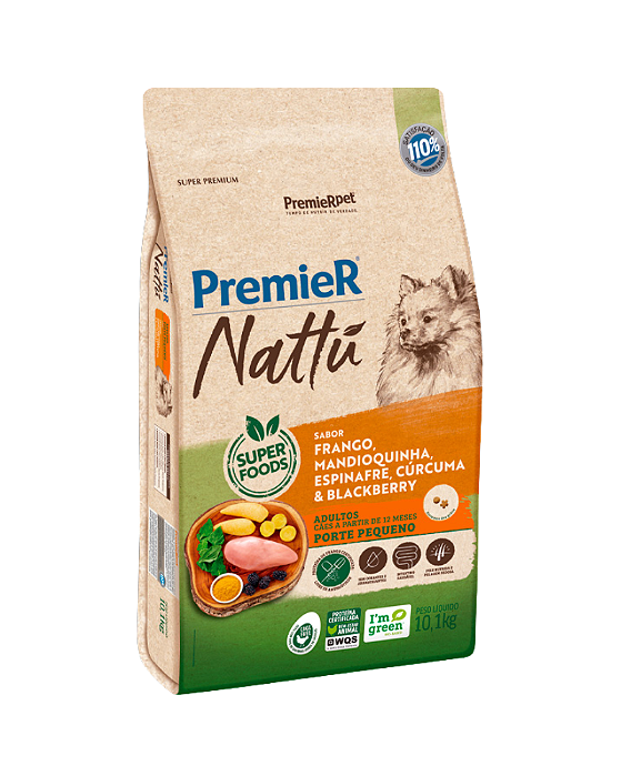 Ração PremieR Nattu para Cães Adultos Porte Pequeno 10,1KG