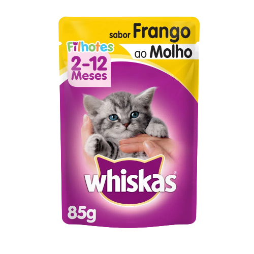 Ração Úmida Sachê Whiskas Frango ao Molho para Gatos Filhotes 85g