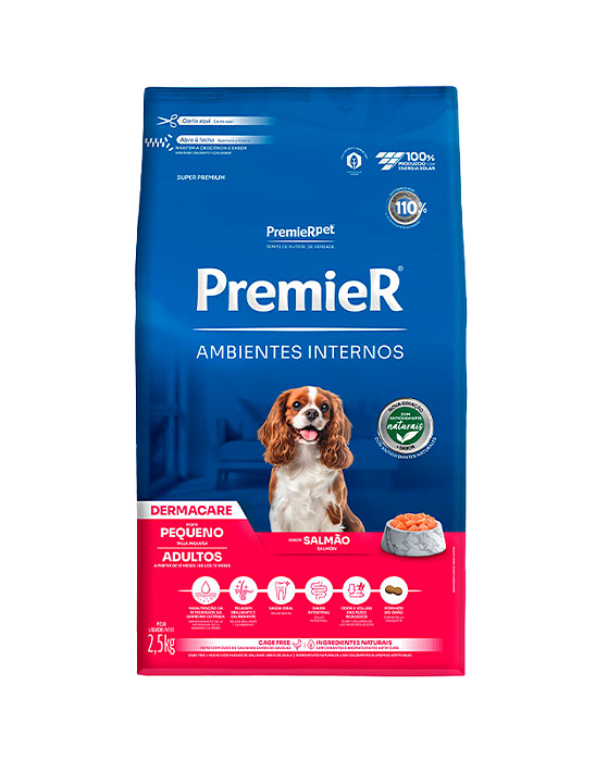 Premier Dermacare Ambientes Internos para Cães Adultos de Raças Pequenas 2,5kg