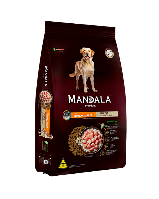 Ração Mandala Cães Adultos Raças Média e Grandes Sabor Frango e Arroz 20Kg