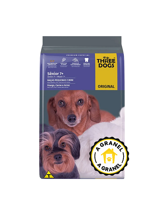 GRANEL Three Dogs Frango e Arroz para Cães Sênior Raças Pequenas e Mini