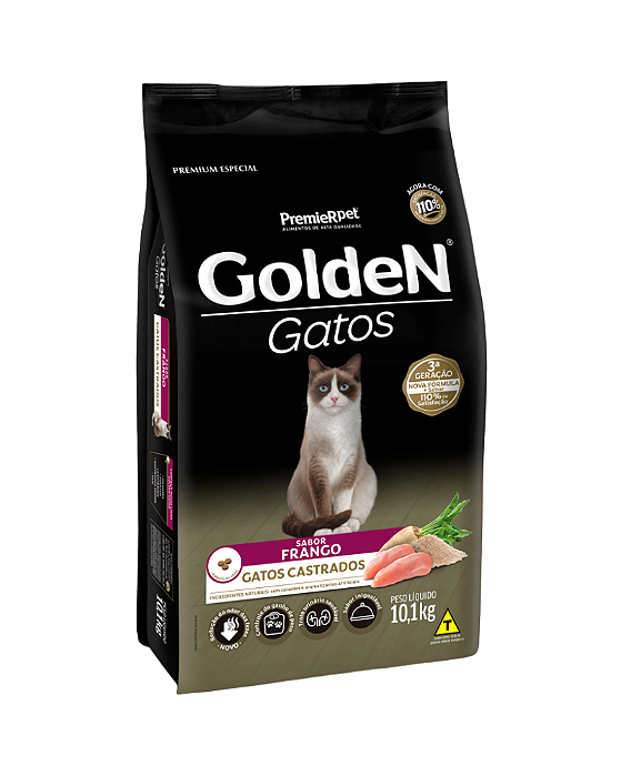 Ração Golden para Gatos Adultos Castrados Sabor Frango