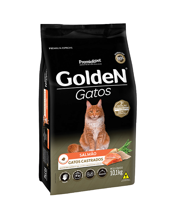 Ração Golden para Gatos Adultos Castrados Sabor Salmão
