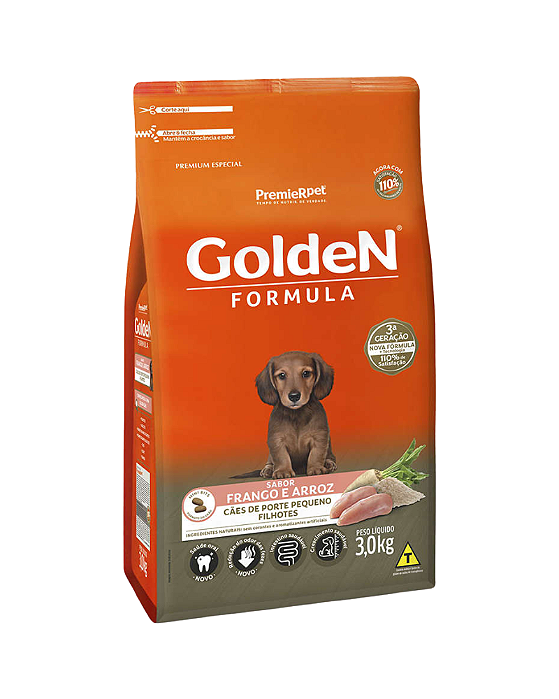 Ração Premier Golden Formula Cães Filhotes Mini Bits Frango e Arroz 3kg