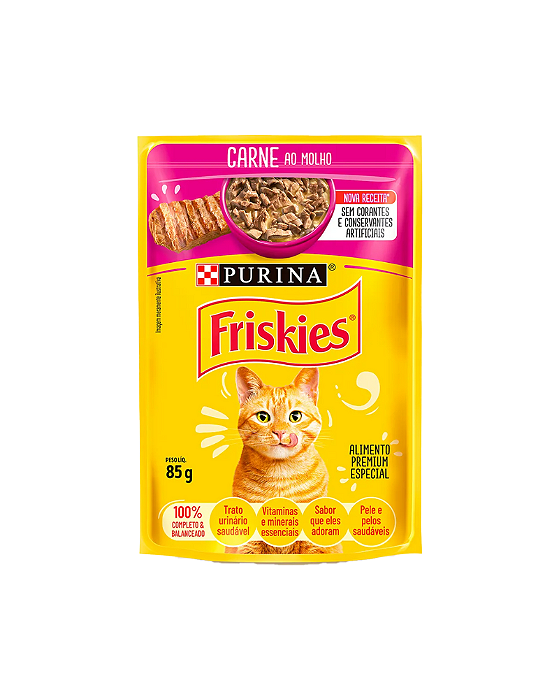 Ração Úmida Purina Nestlé Friskies Para Gatos Adultos Carne Ao Molho 85g